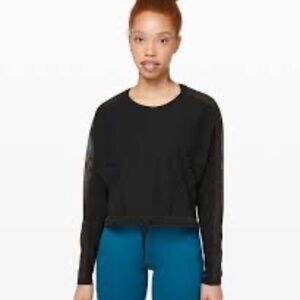 Lululemon Black Reach For The Run Mesh Tie Long Sleeve Cropped Top 6? Workout